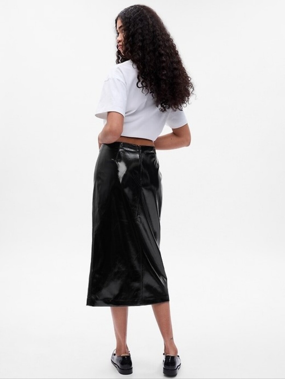 NWT Gap Vegan Leather Midi Skirt Size 16 Black